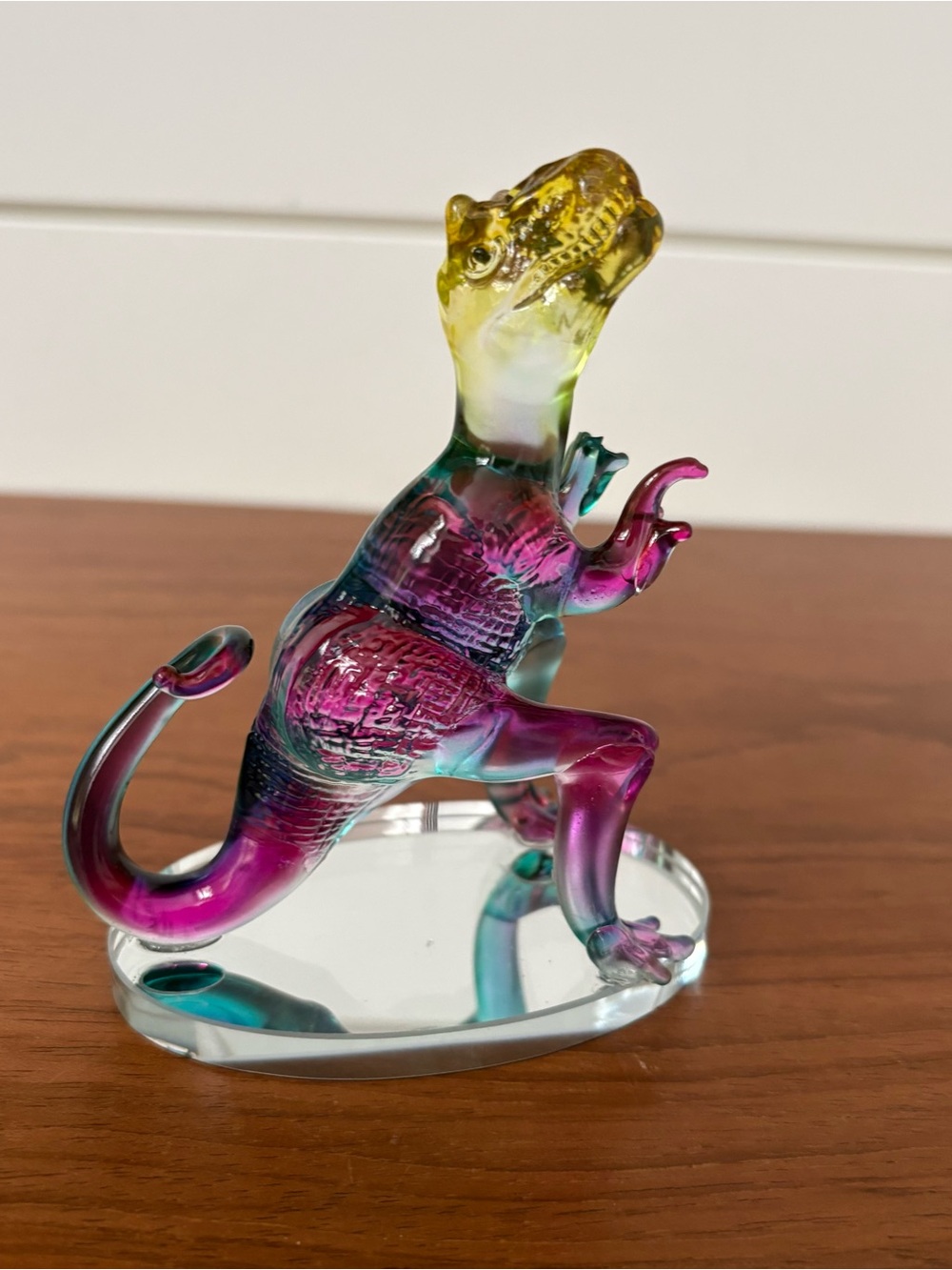 Sansukjai Hand Blown Art Glass Dinosaur T-Rex Sculpture Figurine Artisan Whimsy